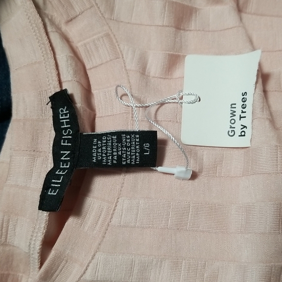 NEW EILEEN FISHER RIBBED SLEEVELESS BALLET-NECK TOP IN PINK/ PEACH - Picture 5 of 8